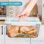 Vtopmart 220oz + 76.4oz Extra Large Glass Storage Containers Set, Meal Prep Food Container Sets with Snap Airtight Lids for Roasting Turkey, Rotisserie Chicken, Baking, Watermelon Storage, BPA Free