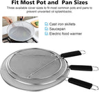Splatter Screen for Frying Pan - 9.8" 11.4" 13" Stainless Steel Fine Mesh Grease Splatter Guard with Silicone Handle, Hot Oil Splash Guard for Cooking to Prevent Oil Splatter, Safe Cooking