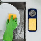 Zulay Kitchen (9x3.5) Silicone Sponge Holder for Kitchen Sink - Flexible Multipurpose Soap Tray - Sink Organizer for Kitchen, Bathroom, Makeup, Trinkets & More (Dark Blue)