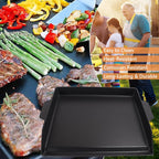 Universal Flat Top Griddle, Cast Iron BBQ Griddle for Electric/Gas/Charcoal Grill/Stove, 18.6 x14" Griddle Inserts for Weber Charbroil Camp Chef,Nonstick Coating Cooking Skillet Pan for Outdoor