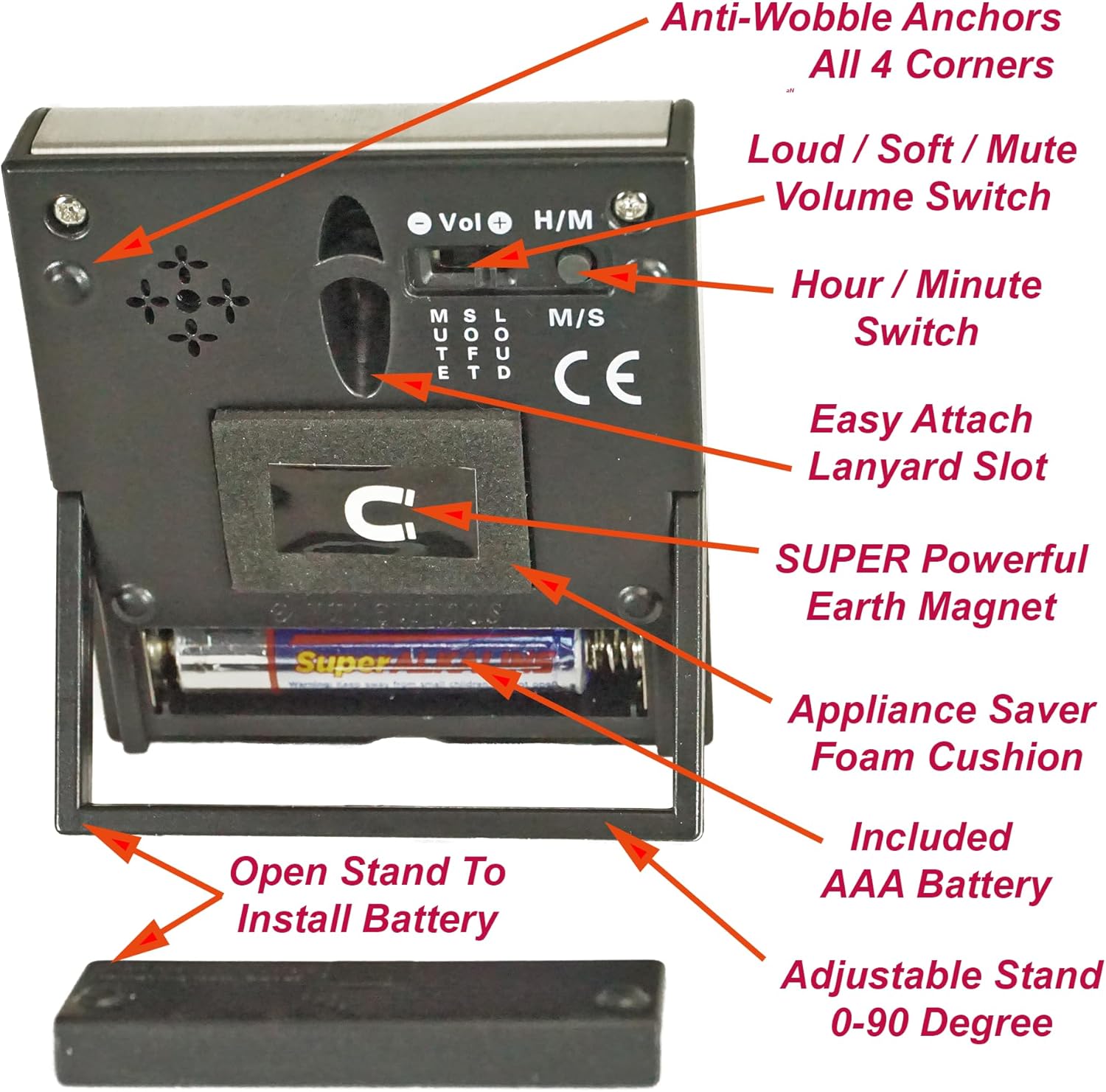 Elegant Digital Kitchen Timer, Stainless Steel Model eT-78, Displays 0-99 Min. or 0-99 Hr., Super Strong Magnet, Volume Switch for Mute/Soft/Loud Alarm, Auto Shut Off, Auto Memory by eTradewinds