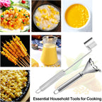 2 Pcs Stainless Steel Corn Peeler and Stripper Tool Set, Corn Stripper Cob Stripper Tool,Corn Stripper for Corn on the Cob Remover Tool，Corn Thresher with Ergonomic Handle，Kitchen Gadget