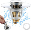 Bathroom Sink Stopper - for 1.25" Standard Drain Holes, Pop Up Sink Strainer, Bullet Core Push Type Stainless Steel Plug