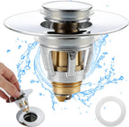 Bathroom Sink Stopper - for 1.25" Standard Drain Holes, Pop Up Sink Strainer, Bullet Core Push Type Stainless Steel Plug