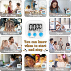 ZILLEEN 6 Pack Kitchen Timers for Cooking Digital Classroom Timers for Kids Teachers White Blue Pink