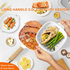Audecook Hot Pot Electric 2L, Cermic Glaze Non-Stick Frying Pan 8 Inch, Portable Travel Cooker for Ramen/Steak/Fried Rice/Oatmeal/Soup, with Dual Power Control (Silicone Spatula Included)