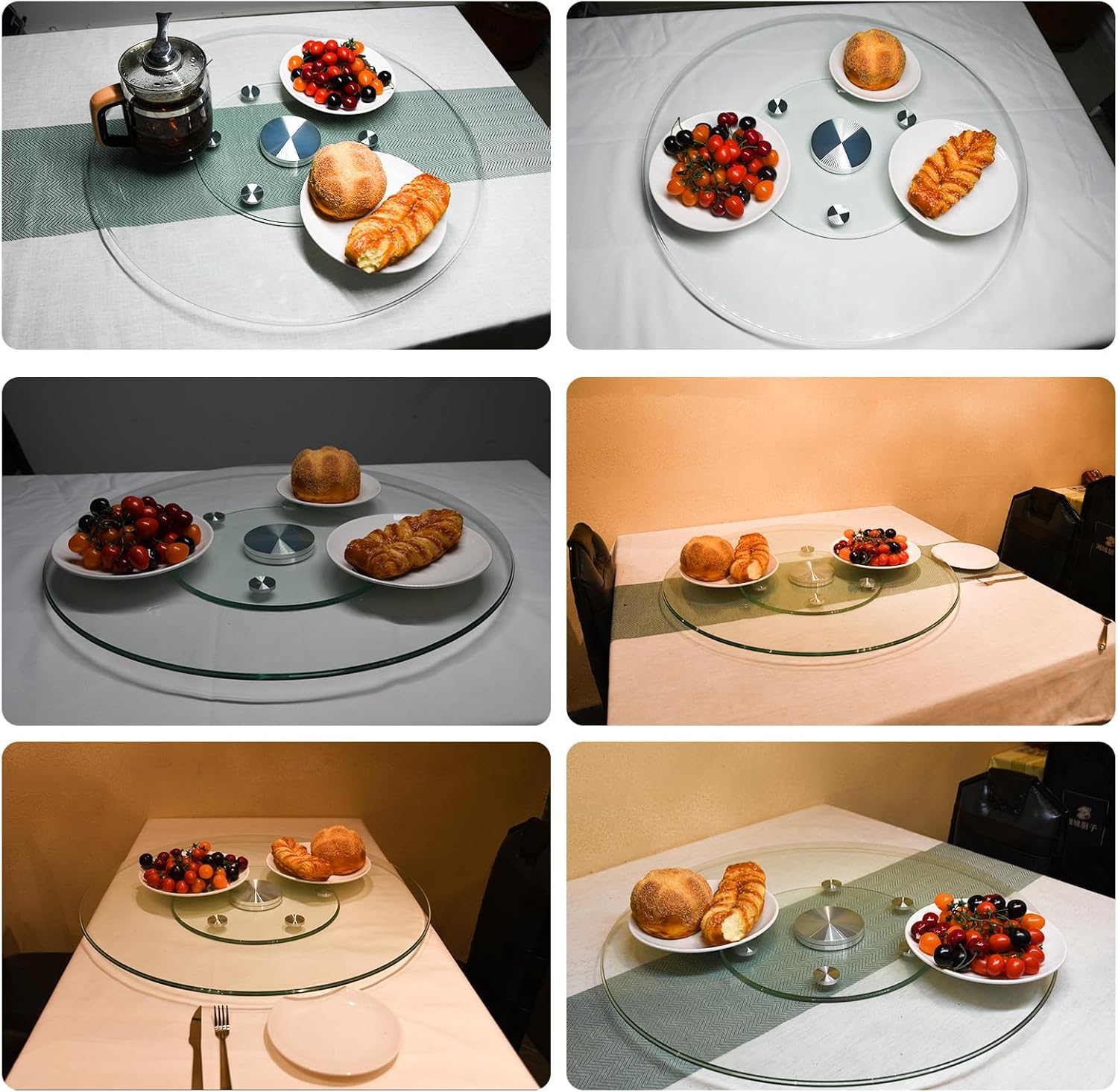 48" Tempered Glass Lazy Susan Turntable Dining Table Large Tabletop Rotating Tray Clear Serving Plate (48inch)