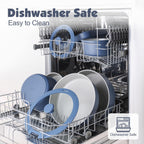 SENSARTE 17 Piece Ceramic Pots and Pans Set, Nonstick Detachable Handle Cookware, Induction Kitchen Cookware Set with Removable Handle, Dishwasher ＆ Oven Safe (Navy)