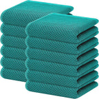 Homaxy 100% Cotton Waffle Weave Kitchen Dish Towels, Ultra Soft Absorbent Quick Drying Cleaning Towel, 13 x 28 Inches, 12-Pack, Teal