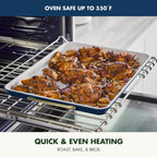 GreenPan Bakeware 13"x18" Half Baking Sheet Pan, Ceramic Nonstick Baking Pan, PFAS & BPA Free, Gold Handles, Durable Steel, Versatile & Space Saving Ovenware, Freezer to Oven Dish, Oxford Blue