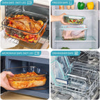Vtopmart 220oz + 76.4oz Extra Large Glass Storage Containers Set, Meal Prep Food Container Sets with Snap Airtight Lids for Roasting Turkey, Rotisserie Chicken, Baking, Watermelon Storage, BPA Free