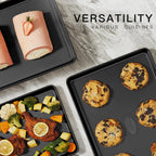 HONGBAKE 2 Pack Half Sheet Pan Set, 1/2 Cookie Sheets for Baking with Diamond Texture, 17.5" x 12" Large Baking Sheets Non Stick, Non Toxic Oven Trays for Cooking, 57% Thicker Carbon Steel, Dark Gray