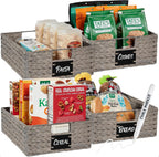 Best Choice Products Set of 4 16x12in Large Water Hyacinth Pantry Baskets, Woven Organizers w/Chalkboard Label, Chalk Marker - Gray