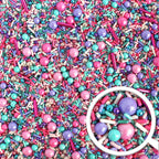 Sprinkle Pop Mermaid Glam Sprinkle Mix| Pink Aqua Fuchsia Lavender Purple Sprinkles with Silver Metallic Dragees| Decorating Sprinkles Made in USA for Girl Birthday Cupcakes Donuts Cakes Cookies, 4oz