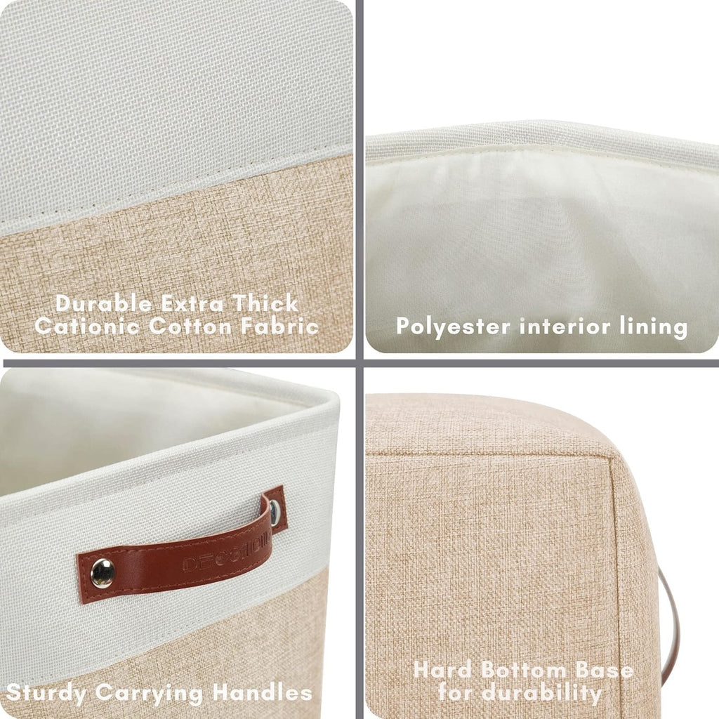 DECOMOMO Extra Large Storage Baskets 54.5L Fabric Storage Bins for Organizing Linen Closet, Toys, Nursery (Beige and White, XXXL - 3 pack)
