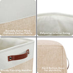 DECOMOMO Extra Large Storage Baskets 54.5L Fabric Storage Bins for Organizing Linen Closet, Toys, Nursery (Beige and White, XXXL - 3 pack)