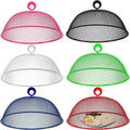Gerrii 6 Pcs Metal Mesh Food Cover Outdoor Mesh Food Tents Dome Screen Plate Covers for Dinner Plates Reusable Fruit Fly Nets Picnic Food Umbrella for Table, BBQ, Camping, Party (Multicolor,11 Inch)