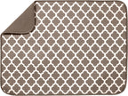 S&T INC. Dish Drying Mat XL, 18” x 24”, Absorbent Microfiber Kitchen Counter Mat, Dish Drying Pad for Dishes, Utensils, Pots and Pans, Extra Large, Taupe Trellis