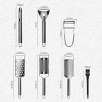 Cheese Grater Set, 7-Piece Zester Grater Peeler Set Stainless Steel Kitchen Utensil Set for Bar Restaurant Home Ginger Lemon Fruit Chocolate Vegetables Apple Gift for Christmas Birthday Housewarming