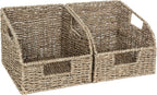 StorageWorks Wicker Baskets for Organizing, Pantry Organizers and Storage, Seagrass Storage Basket for Pantry Shelves, Kitchen Counter, Natural, 2 Pack