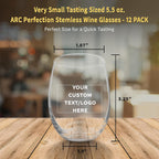 Custom Stemless Wine Glasses by ARC 5.5 oz. Set of 12, Personalized Bulk Pack - Perfect for Hotel, Bar, Restaurant or Lounge - Clear