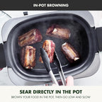 GreenPan Elite 14-in-1 Programmable 6QT Electric Slow Cooker, Dishwasher Safe Lid & Removable Crock, PFAS-Free Healthy Ceramic Nonstick Multi-Cooker, Sear, Sauté, Brown, Steam Basket, Roast, Black