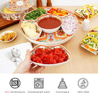 TP Taco Bar Serving Set, Melamine Serving Platter with Lazy Susan, Serving Tray and Bowls, Taco Tuesday Kit Snack Holder for Party and Fiesta, Talavera Bloom