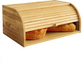 Bamboo Bread Box Space Saving Rustic Roll-Top Bread Bin for Countertop - Store Bread Cake and Baked Goods - 15 x 9.8 inches (Sliding door)