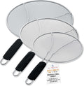 U.S. Kitchen Supply 3-Piece Stainless Steel Splatter Guard Set (13", 11.5", 9.5") Fine Mesh Cover, Grease & Oil, Splatter Screen for Frying Pan, Cooking Pots, with Resting Feet & Comfort Grip Handles
