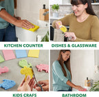 36 Pack Compressed Non-Scratch Kitchen Sponges - Highly Absorbent for Dishes, Countertop, Sink, Car - Biodegradable, Quick Drying Cellulose Sponges - Assorted Colors