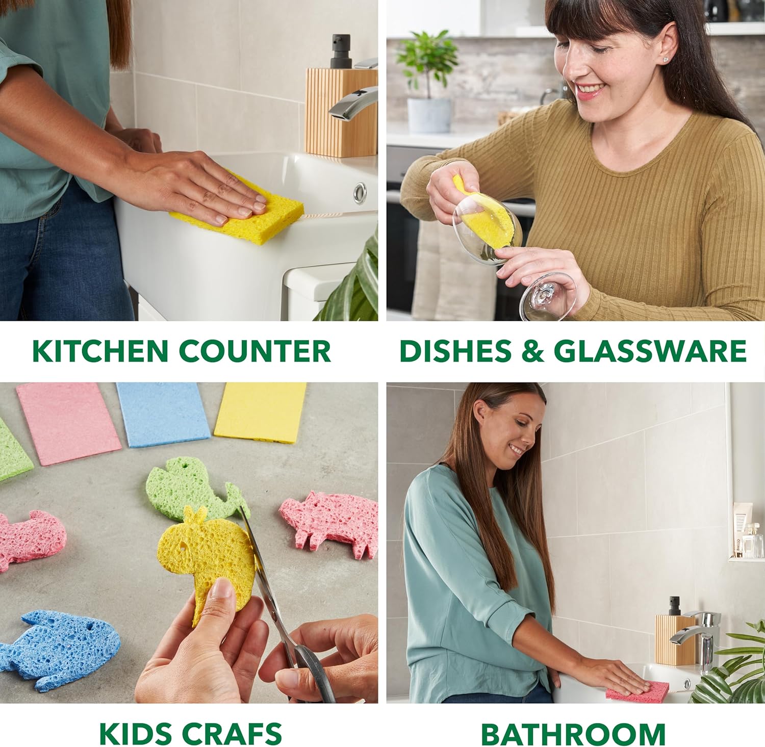 24 PCs Compressed Sponges Kitchen Non-Scratch – Highly Absorbent Kitchen Sponges for Dishes Cleaning, Countertop, Sink, Car –Biodegradable, Quick Drying Cellulose Sponges - Assorted Colors