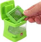 Garlic-A-Peel Garlic Press, Crusher, Cutter, Mincer, and Storage Container - Includes Silicone Garlic Peeler - Easy to Clean - Stainless Steel Blades – (Green), standard