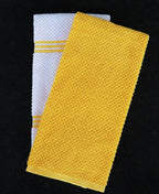 AMOUR INFINI Kitchen Towels Pack of 4 - Absorbent, Quick Drying Premium Cotton Tea Towel - Kitchen Linens 16x28 Inch Dish Towels with Hanging Loop (Yellow)