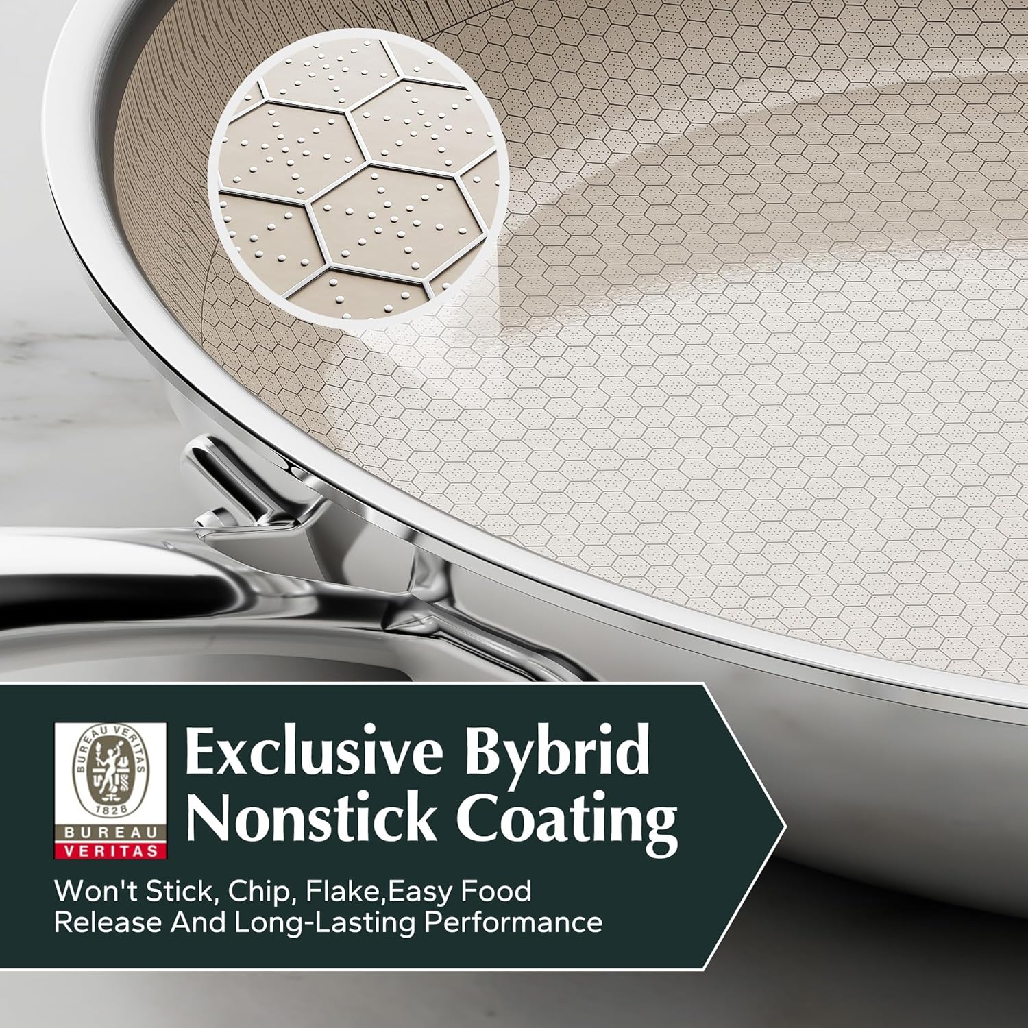 Redchef Hybrid Ceramic Non Stick Fry Pan Set 2 Piece, 9.5, 11 Inch, Kitchen Frying Pans, Skillet Tri-Ply Stainless Steel & Aluminum, All Cooktops