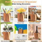 Wooden Utensil Holder for Kitchen: Wood Utensil Crocks for Farmhouse Decor - Kitchen Tool Storage for Countertop