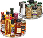 Sorbus 9 Inch Flat Clear Lazy Susan Organizer, Turntable Organizer for Spice Organization for Cabinet, Lazy Susan Turntable for Kitchen, Home, Office, Closet, Laundry Room Organization (2-Pack)