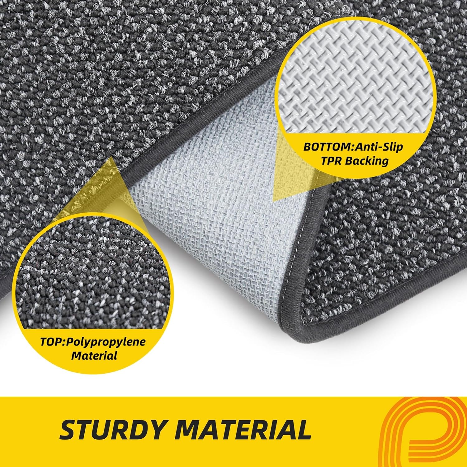 JSEI Dirt Trapper Door Mat 24"x60" Non-Slip Washable Entrance Mat, Dog Doormats, Absorbent & Fade-Resistant Floor Mats, Low Profile Welcome Mats for Entryway, Front Door, and Inside Entrance,Dark Grey