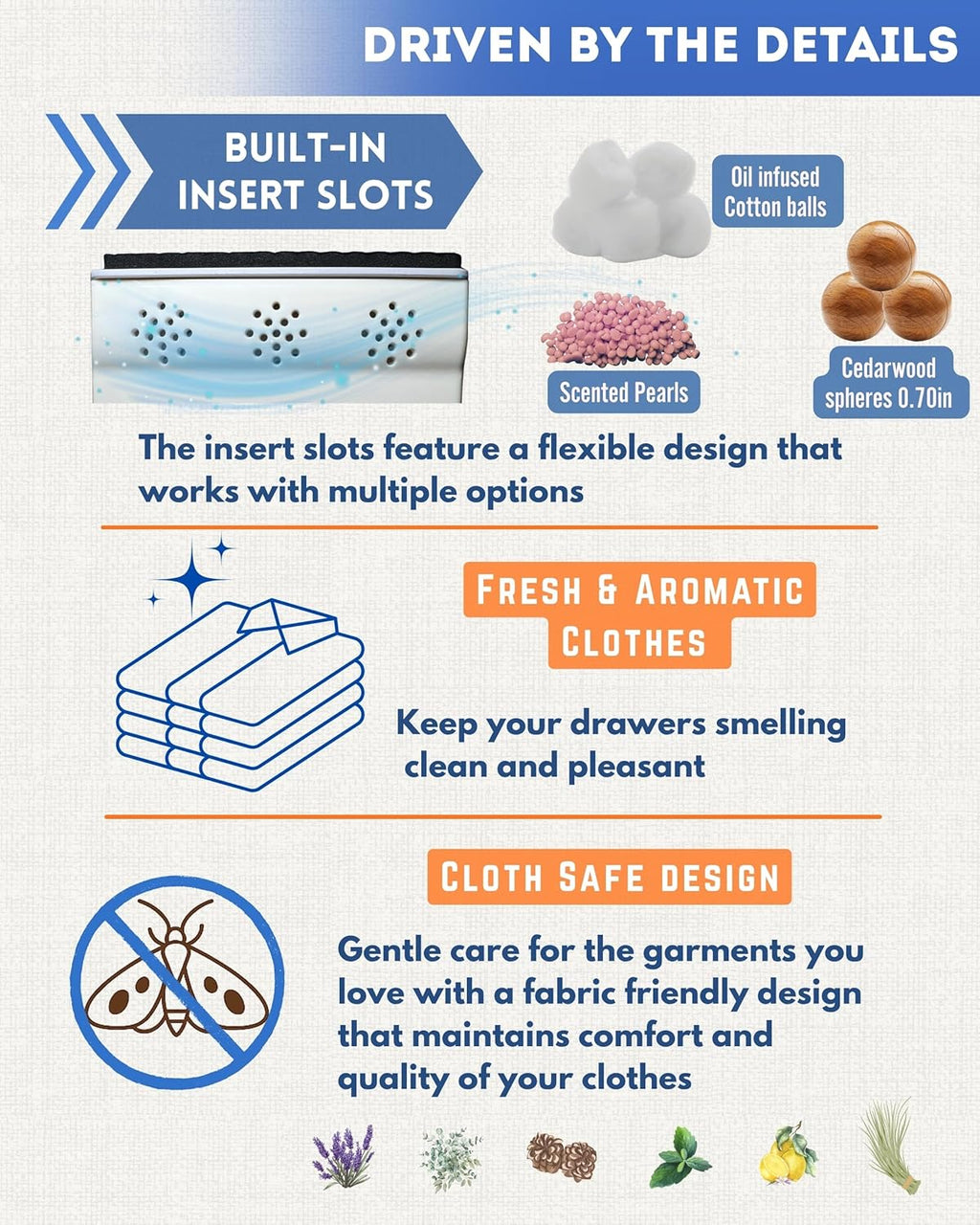 4 Pack Drawer Dividers for Clothes with Scent Slots 4" High, 13-20.4" and 4 Adjustable Hooks, Expandable Dresser Drawer Organizer for Closet, Kitchen, Bathroom, Office