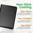 NutriChef 2-Piece XL Mega Cookie Sheet Baking Pans Set - 22" x 16" Extra Large Nonstick Carbon Steel Oven Baking Tray Pans, Stackable Bakeware, Black - NCLGBP16
