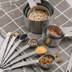 Measuring Cups and Spoons Set 12, Metric & US 18/8 Stainless Steel 5 Measuring Cups &6 Spoons &1 Leveler for Kitchen and Baking