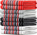 Urban Villa Kitchen Towels (20x30 Inches 8 Pack) Extra Large Premium Salsa Stripes Dish Towels for Kitchen Dish Cloths Highly Absorbent 100% Cotton Kitchen Hand Towels with Hanging Loop Tea Towels