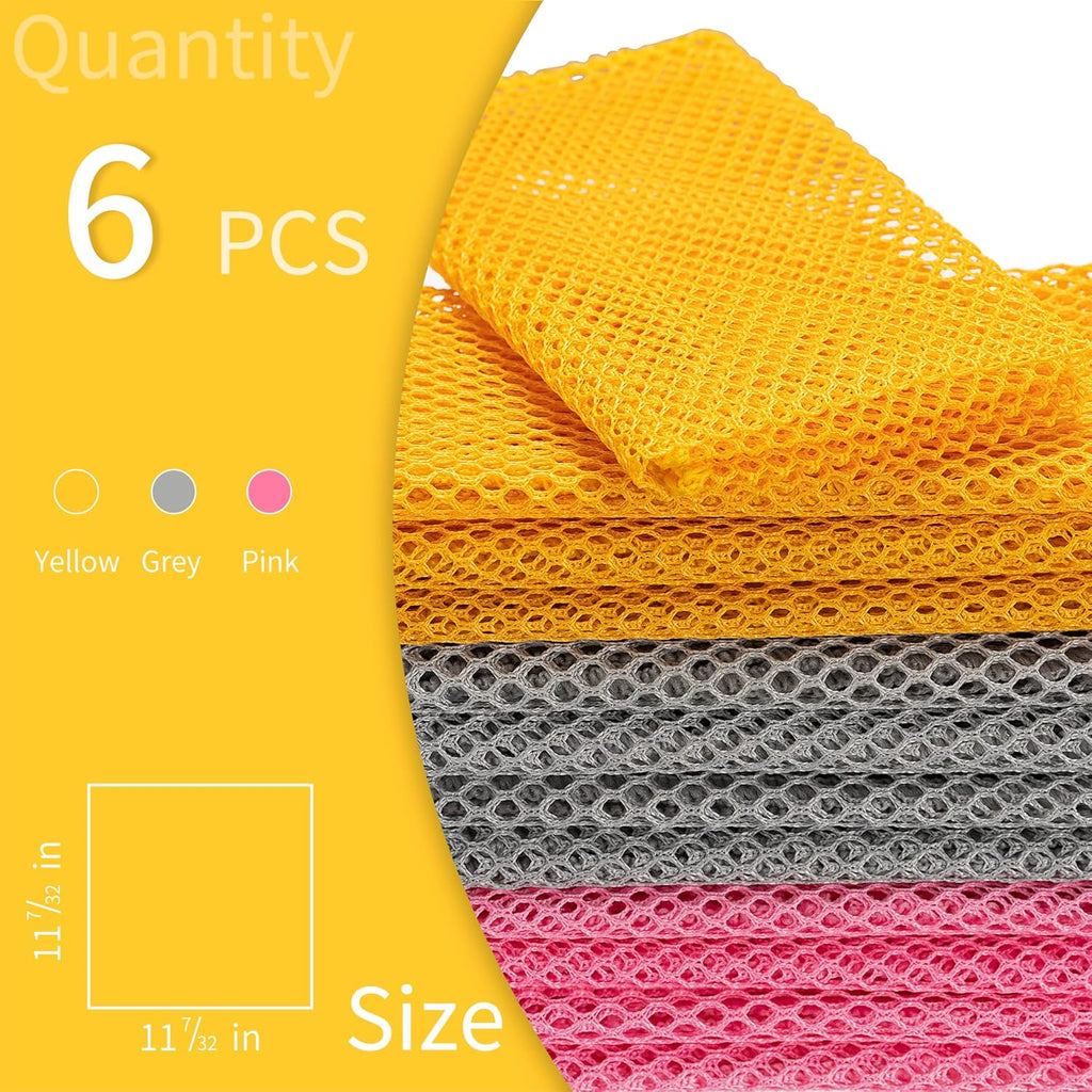 6Pcs Dish Wash Net,Innovative Mesh Cloth,Ultra Non-Scratch Dish Rags for Washing Dishes,100% No Odor/Quick Dry,Perfect Scrubber,Dish Sponges for Washing Dishes Yellow/Pink/Gray