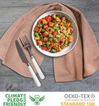 Urban Villa Waffle Dish Towels - Tan Color Set of 6 Highly Absorbent Cotton Towels - Oversized 18x28 with Mitered Corners