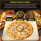 Pizza Stone - Baking Stone. SOLIDO Rectangular 14"x16" - Perfect for Oven, BBQ and Grill