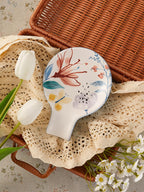 Bico Blossom Symphony Spoon Rest for Stove Top, Ceramic Spoon Holder for Kitchen Counter, Easy to Clean Coffee Spoon Rest Dishwasher Safe, Kitchen Cooking Utensil Rest for Ladles Spatula