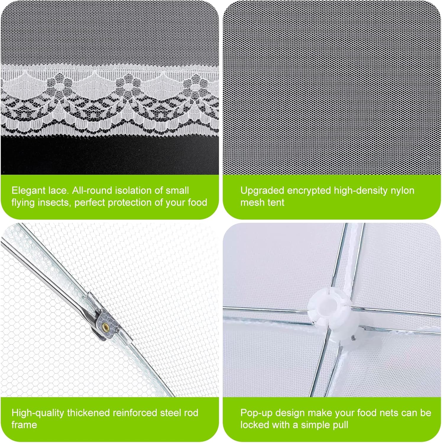8 Pack 2 Size Mesh Food Covers for outside, 2 Jumbo and 6 Large Cake Cover Net for Indoor/Outdoor, Picnic Accessories Fruit Cover Tent Keeping Out Flies Bugs Mosquitos