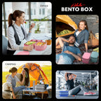 Jelife Adult Bento Box Lunch Box - Large Style Stackable Bento Lunch Box for Adults, 72oz All-in-One 3 Layers Bento Boxes Leak-Proof Lunchbox with Utensil Sauce Containers for Dining Out,Work, Black