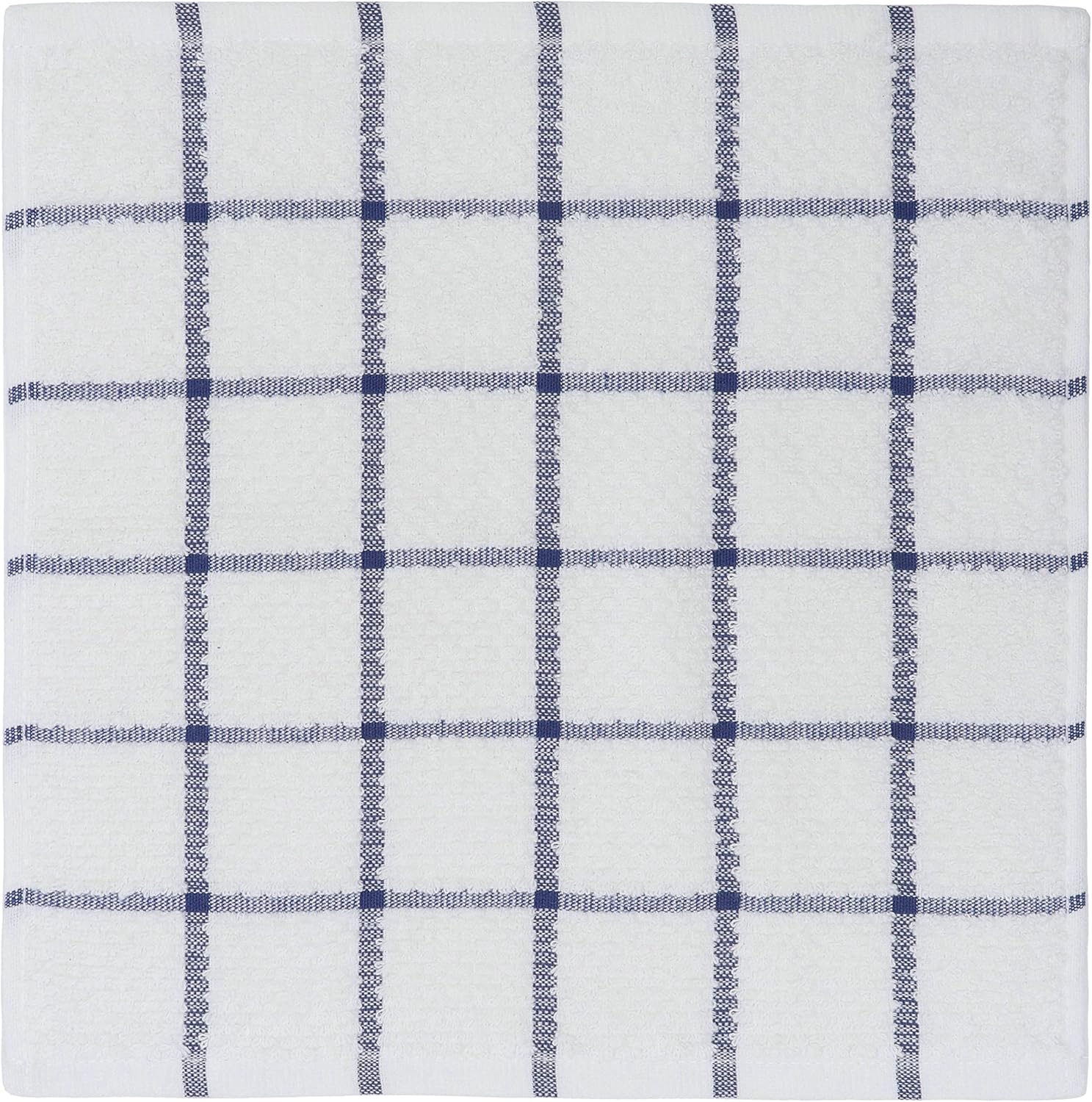Cotton Grid Dish Cloths, Terry Cleaning Rags, 12 x 12 Inches, Light and Soft, Quick Drying Dish Rags, 8pc/Set (Blue Multi)