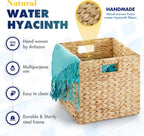 BLUEWEST Water Hyacinth Storage Basket (Set of 4) Woven Hyacinth Storage Basket, Laundry Water Hyacinth Bin for Organizing with Carrying Handles, Rattan for Shelves