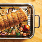 Farberware Classic Traditions Stainless Steel Roaster/Roasting Pan with Rack, 17 Inch x 12.25 Inch